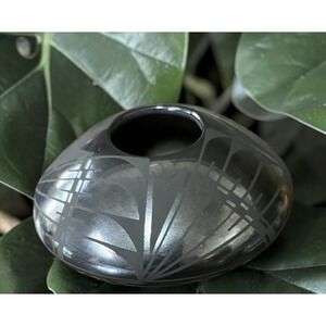 Mata Ortiz Pottery Seed Pot Abigail Marin Paquime Black On Black Art Mexico Clay